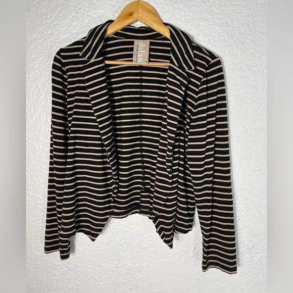 Anthropologie Dolan Left Coast Black and Tan Striped Jacket Blazer Womens Medium - Picture 3 of 10